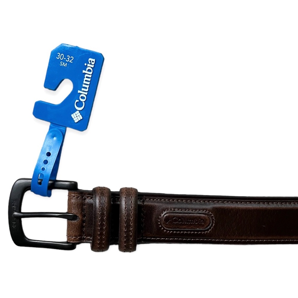 NWT Mens Columbia Sportswear Brown Leather Belt, sz Small 30”-32”